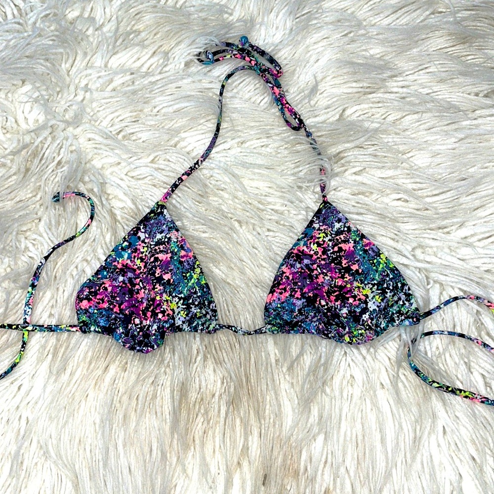 Victoria’s Secret triangle bikini top paint splatter M